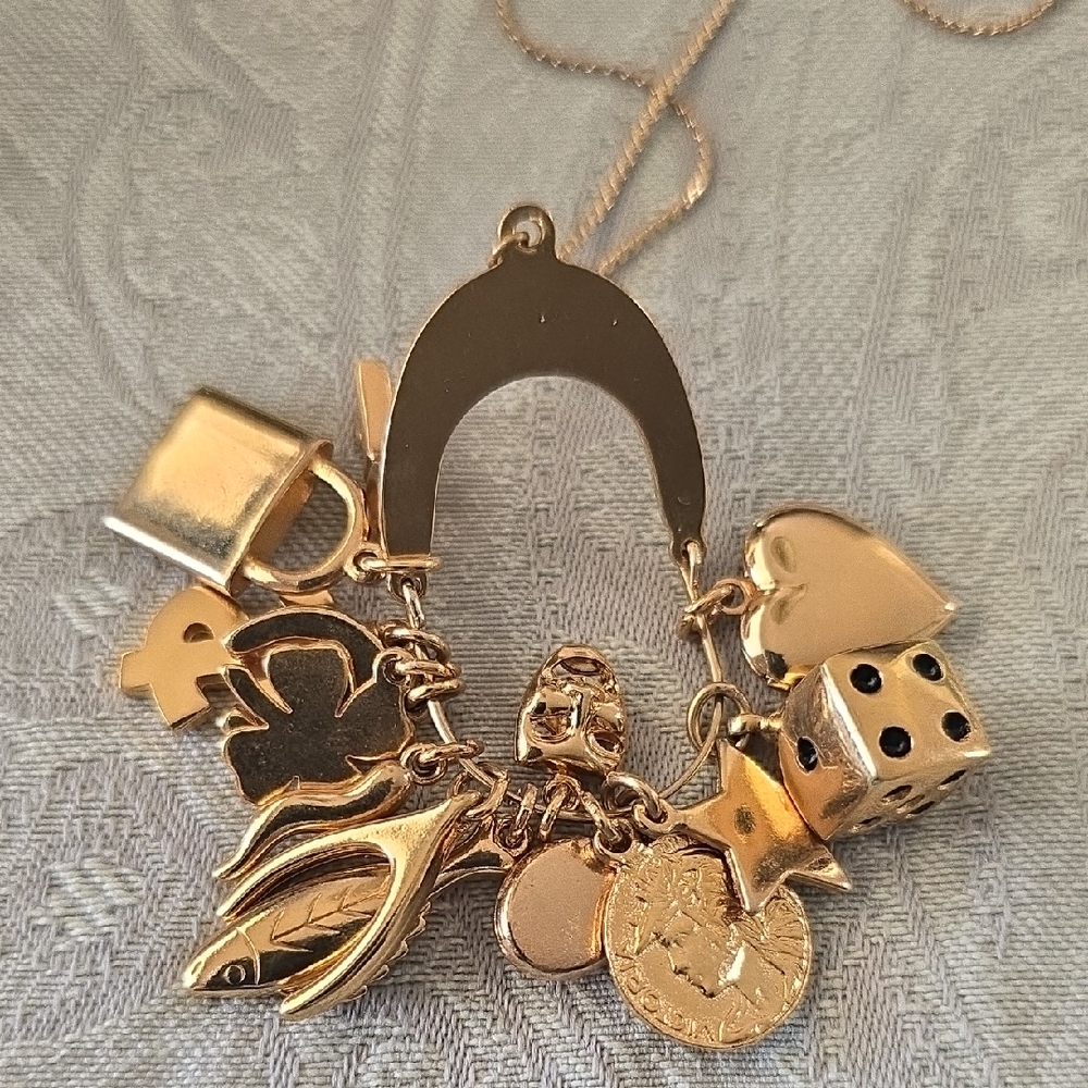 Vintage Gold Charm Necklace